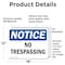 Signmission No Trespassing OSHA Notice Sign, Vinyl Decal, 18in W x 12in L, 2PK OS-2PACK-NS-D-1218-L-16214 - alternate 3
